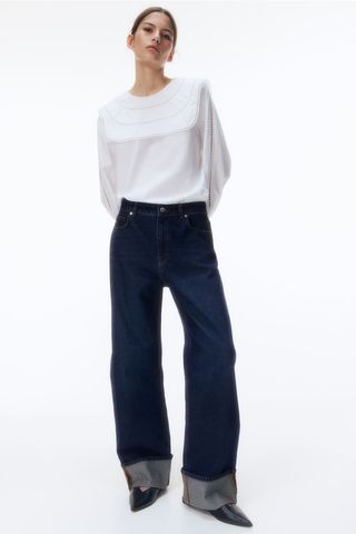 Straight-Cut Foldover-Cuff Jeans