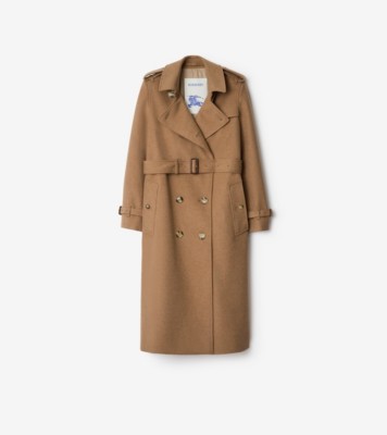 Long Cashmere Kensington Trench Coat in Camel Beige - Women | Burberry® Official
