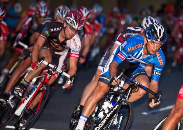 Davide Frattini (UnitedHealthcare Professional Cycling Team) cornering in the 2011 Charlotte Presbyterian Crit.