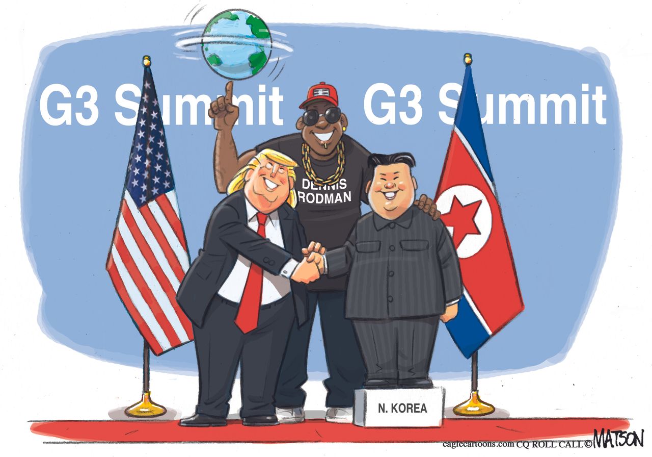 Political Cartoon U.S. Trump Kim Jong Un Dennis Rodman North Korea nuclear summit