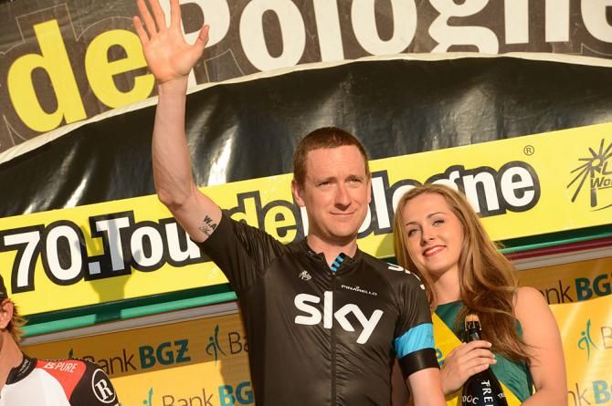 Bradley Wiggins (Sky) on the podium
