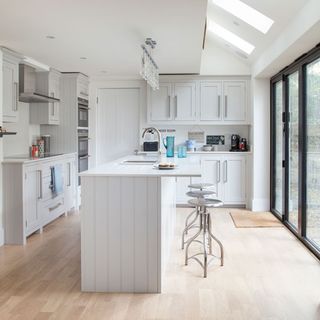 kitchen with cabinet and wooden flooring