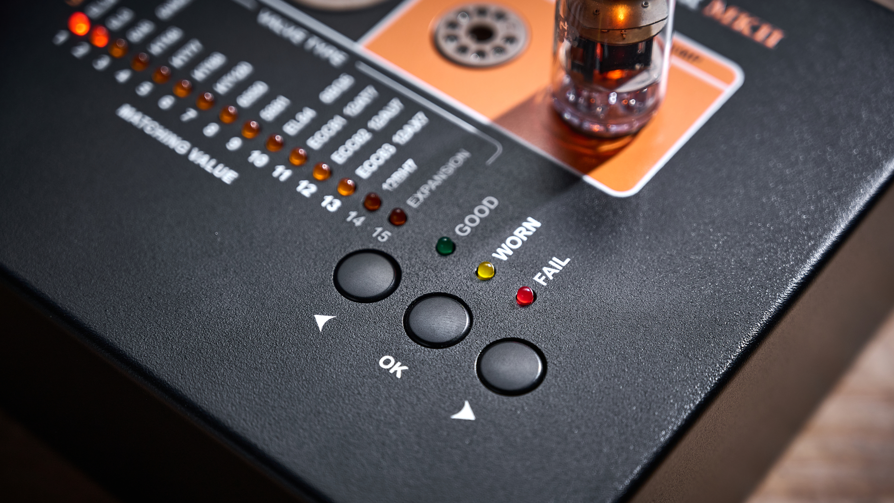 Orange Valve Tester MKII with valve plugged in