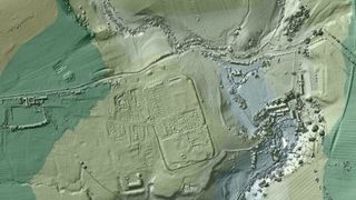 Lidar image of Vindolanda, a Roman fort in northern England, just south of Hadrian's Wall.