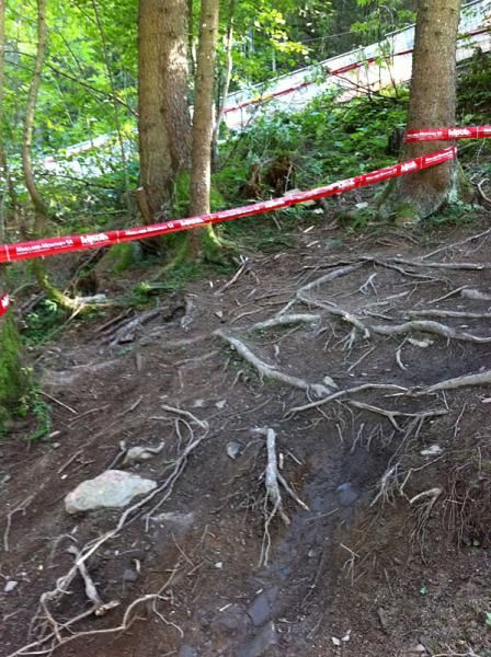Lots of roots mean racers will have to constantly pay attention and yes, they are slippery when wet.