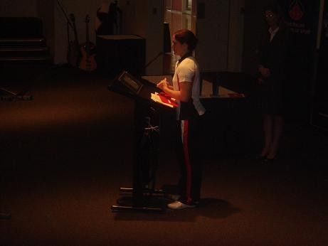 Anna Meares accepts an award