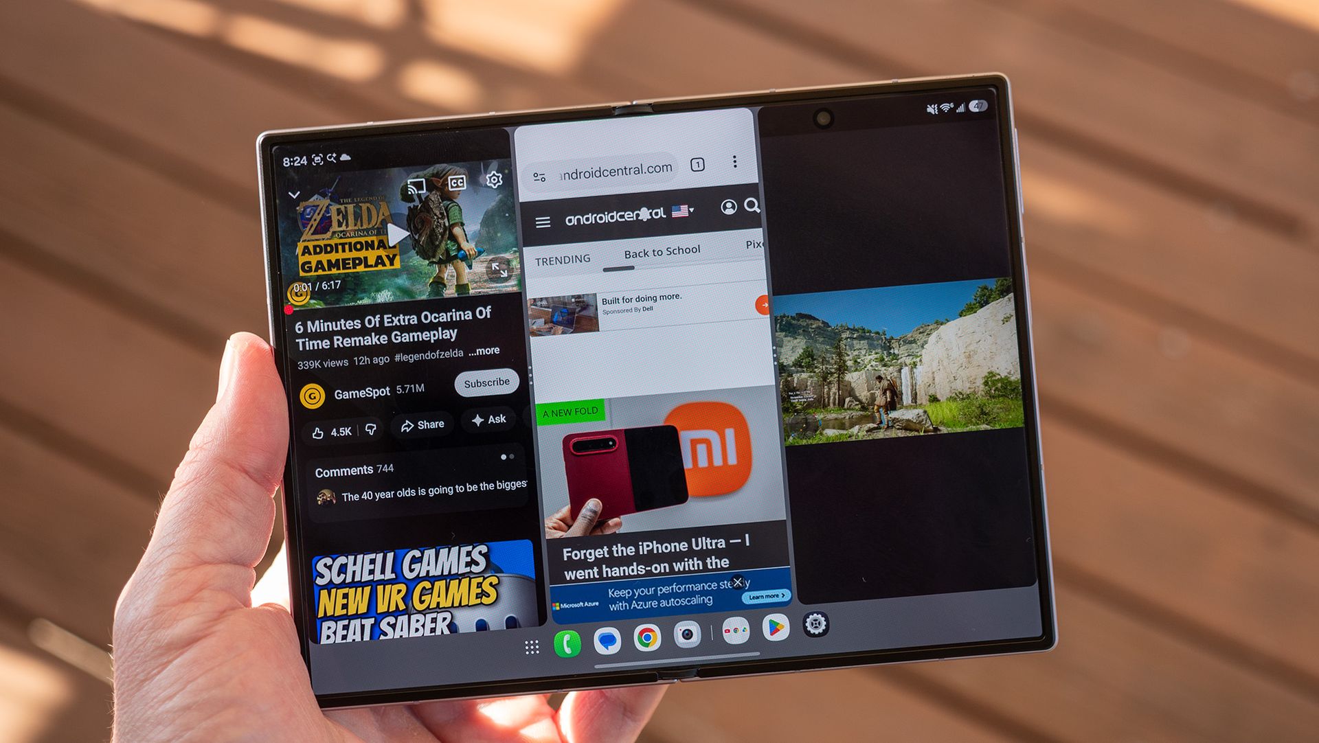 3-way multitasking on a Samsung Galaxy Z Fold 8