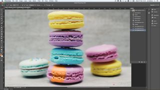 Stack of macrons in Photoshop with a section of the colour changed