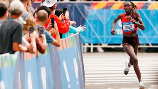 Sharon Lokedi of Kenya competes in the Women's Professional Division of the 2022 TCS New York City Marathon