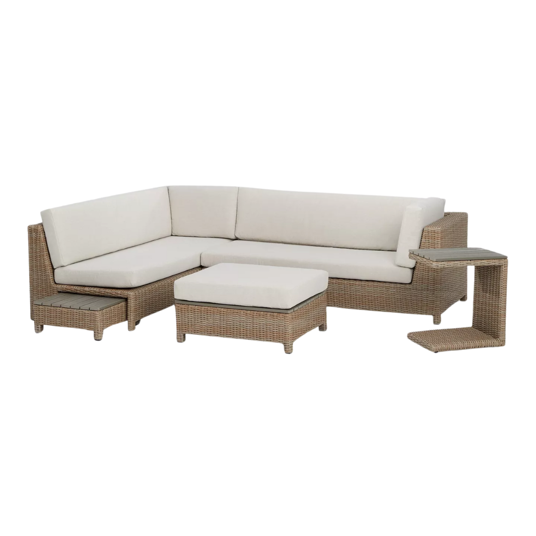 John Lewis Platform Rattan Modular 6-Seater Garden Lounging Set, Natural