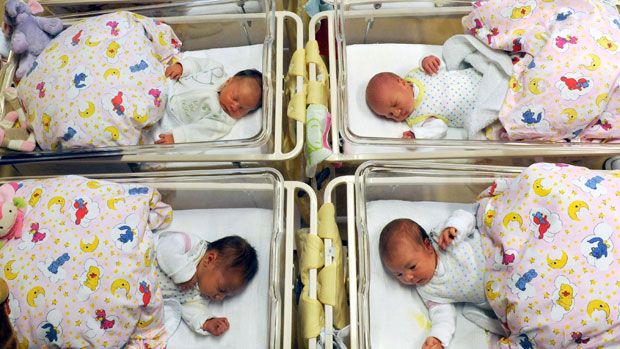 Newborn babies at hospital 