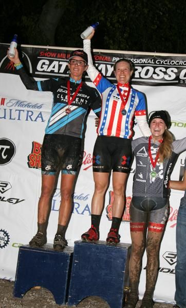 Gateway Cross Cup women's podium (L-R): Nicole Duke, Katie Compton and Ashley James