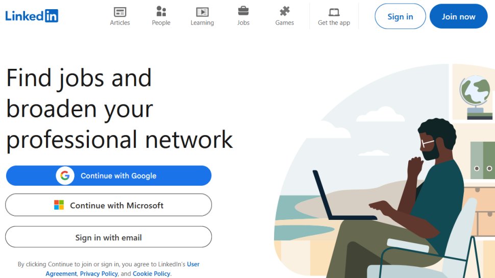 LinkedIn website screenshot (October 2025).