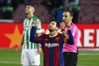 Lionel Messi scored twice for Barcelona on Saturday (Joan Monfort/AP/PA)