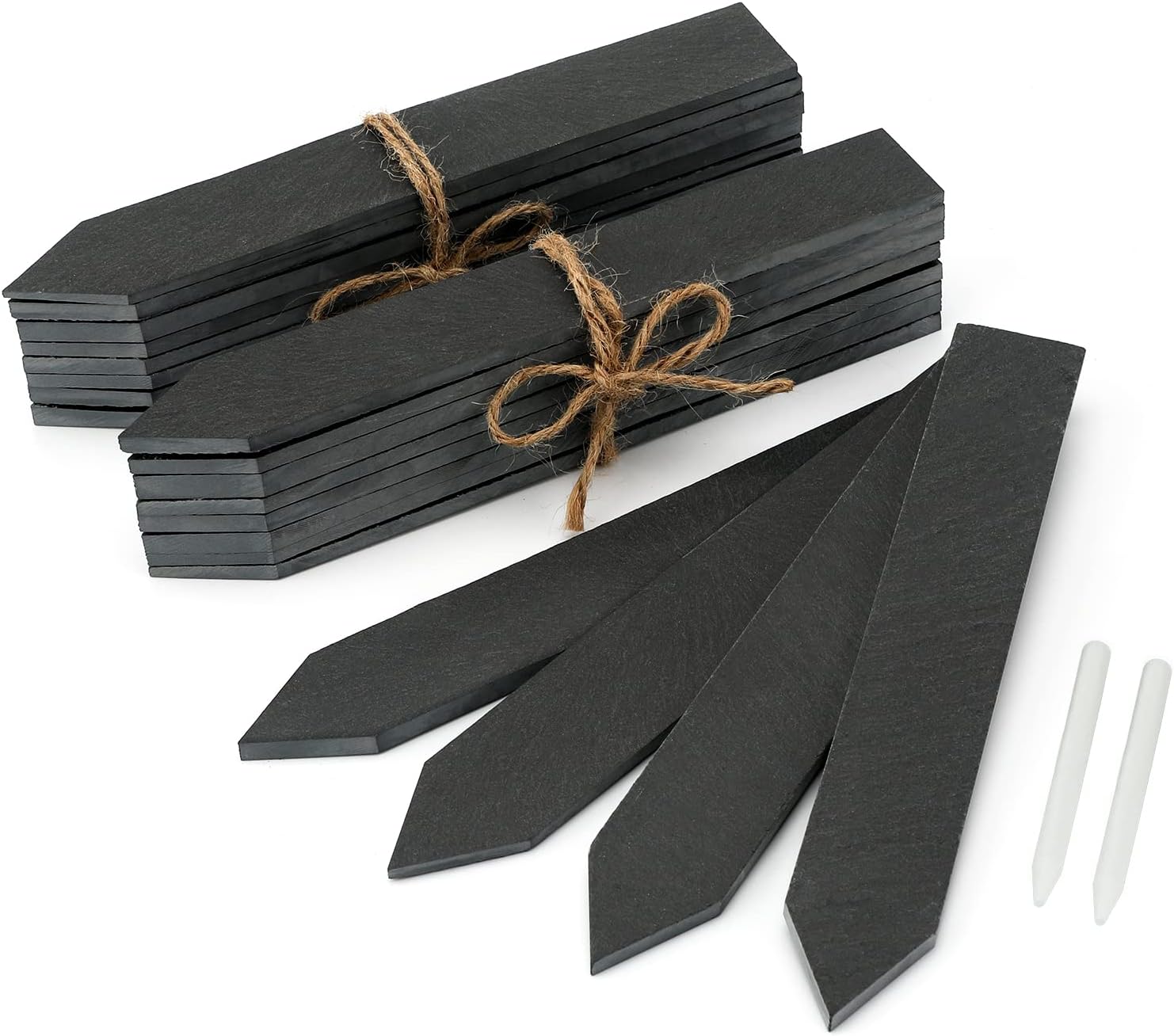 Kinglake 20pcs Slate Plant Labels and Talcum Pen, Plant Markers Labels for Outdoor Plants, Reusable Large Garden Markers Signs for Vegetable Patch, Herbs, Potted Plants, Flowers (20x3cm)