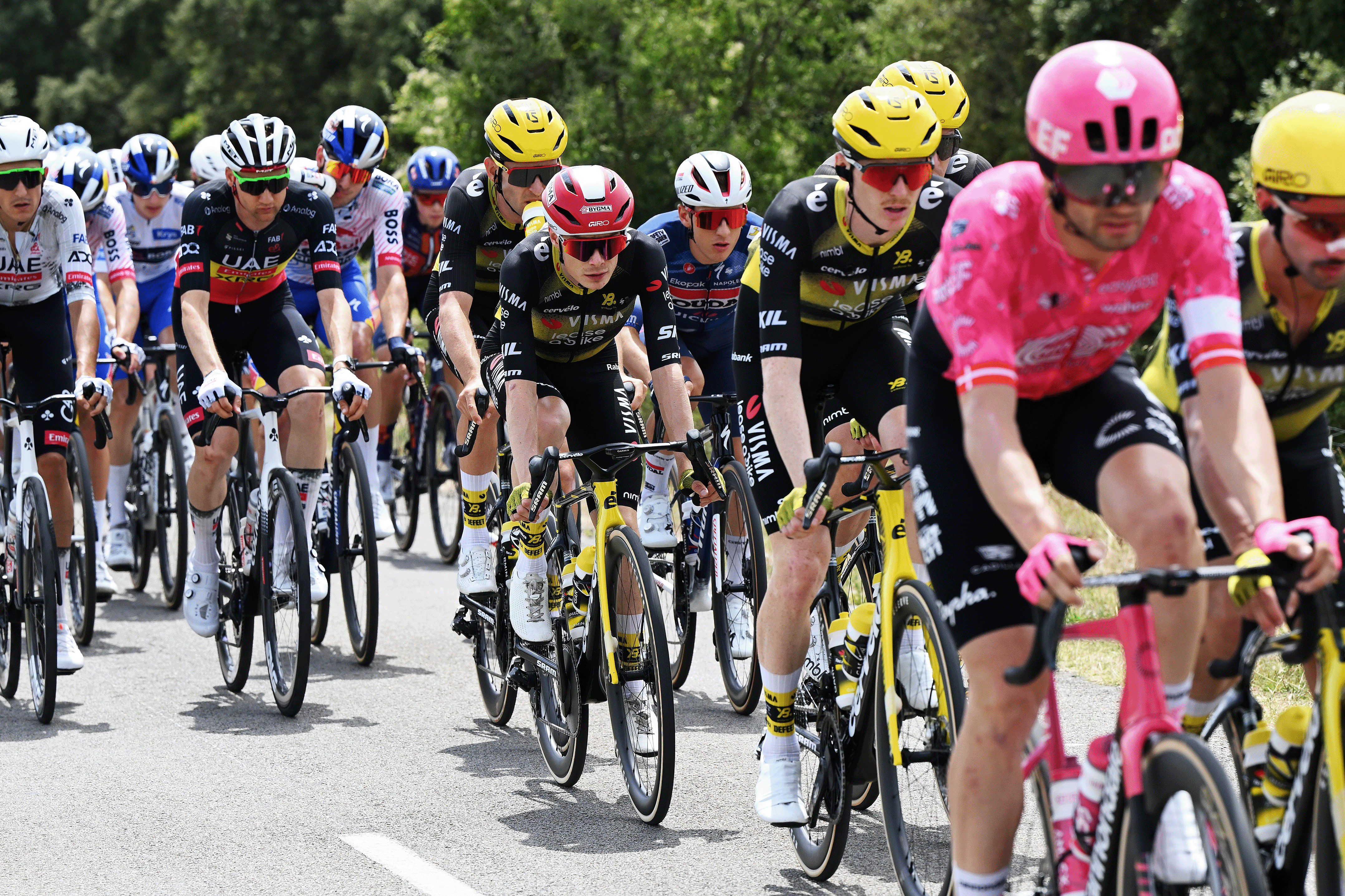 VALENCE, FRANCE - JULY 23: Jonas Vingegaard of Denmark and Team Visma | Lease a Bike competes during the 112th Tour de France 2025, Stage 17 a 160.4km stage from Bollene to Valence / #UCIWT / on July 23, 2025 in Valence, France. (Photo by Dario Belingheri/Getty Images)