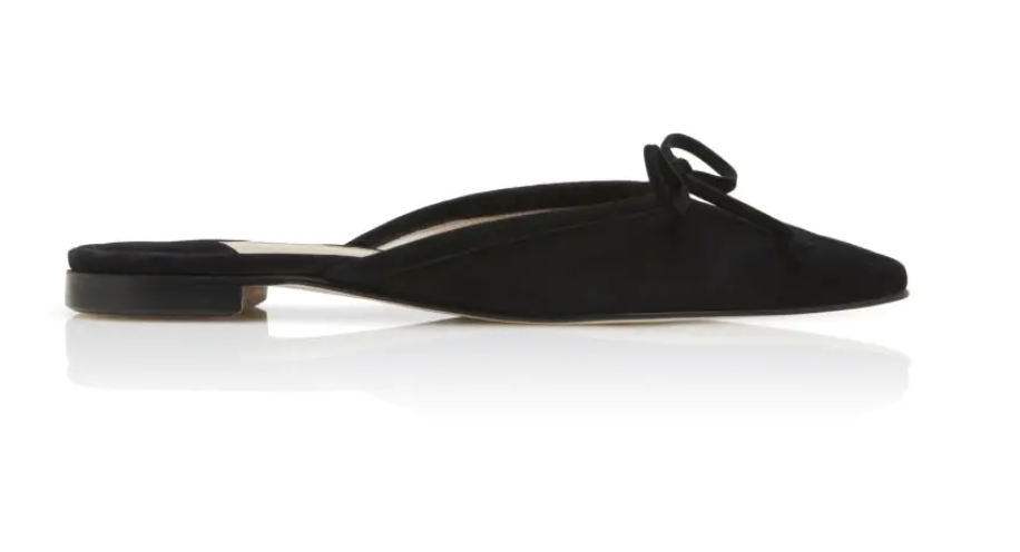 Black Suede Flat Mules