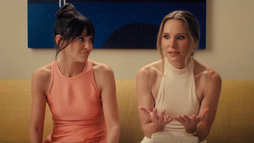 From left to right: Esther looking at Joanne who is talking and holding both her hands out in the Season 2 finale of Nobody Wants This. 