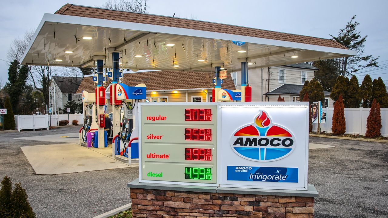 A gas station in Farmingdale, New York