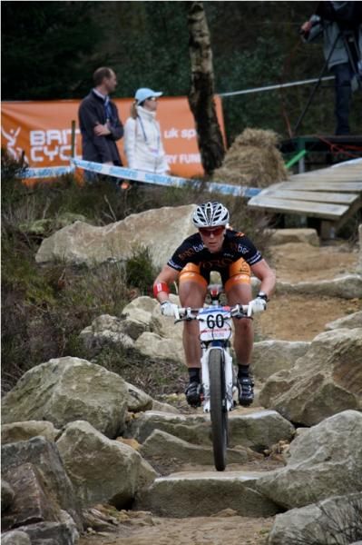 A Team Torq racer smashes down the Dalby staircase.
