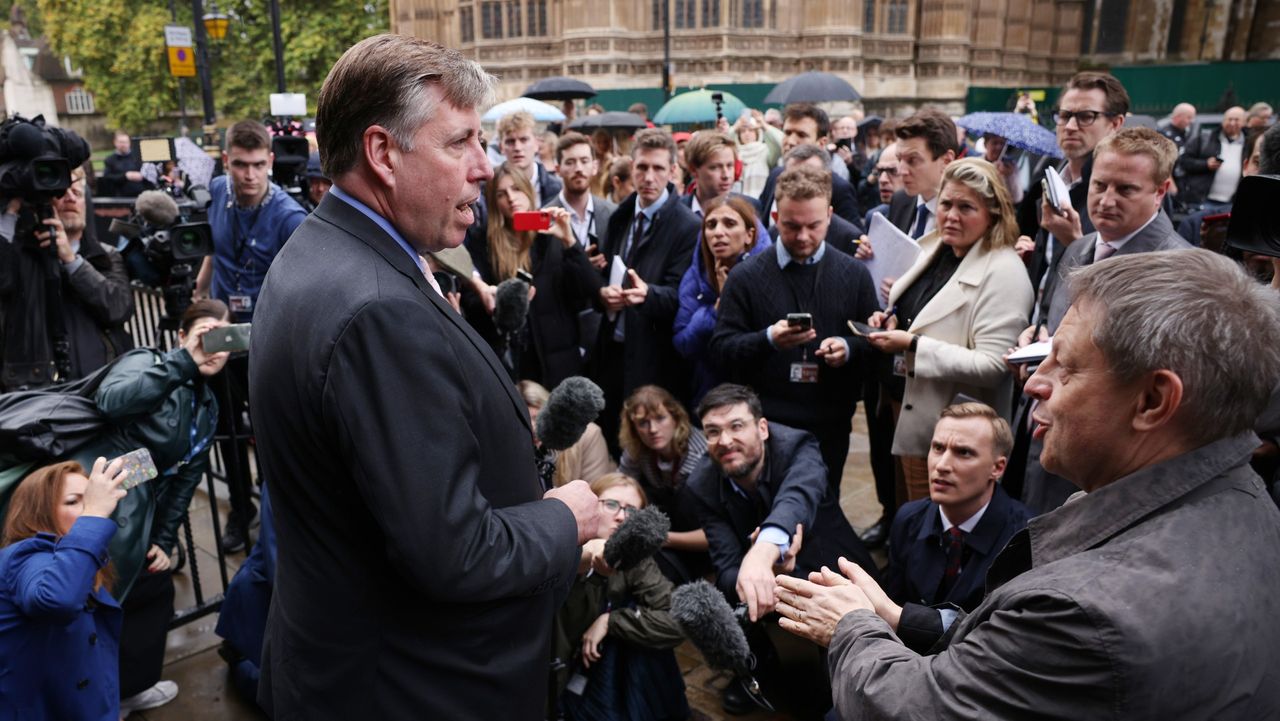 Sir Graham Brady speaks to the press after Liz Truss’s resignation 