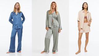 Best Pajama Brands: 3 models wearing affordable pajama options from H&M