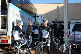 The Leopard Trek riders at the team bus