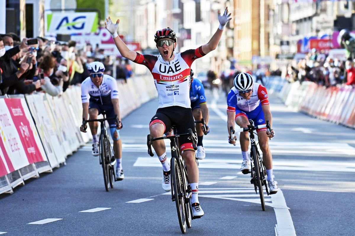 Tadej Pogacar (UAE Team Emirates) takes the win in Li&amp;egrave;ge-Bastogne-Li&amp;egrave;ge