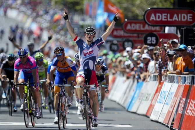 Andre Greipel (Lotto Belisol) wins stage 6 of the 2012 Tour Down Under in Adelaide