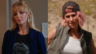 From left to right: Kelly Reilly as Beth looking kind of sad and Jennifer Landon as Teeter standing with her hands onher hips in Yellowstone.