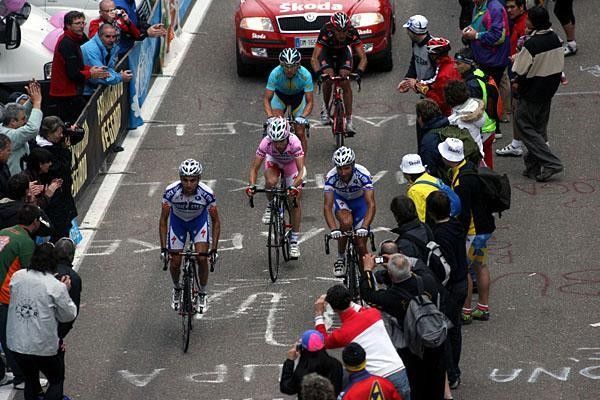 Juan Manuel Garate (Quick Step) on the left was doing the lion's share of the work.