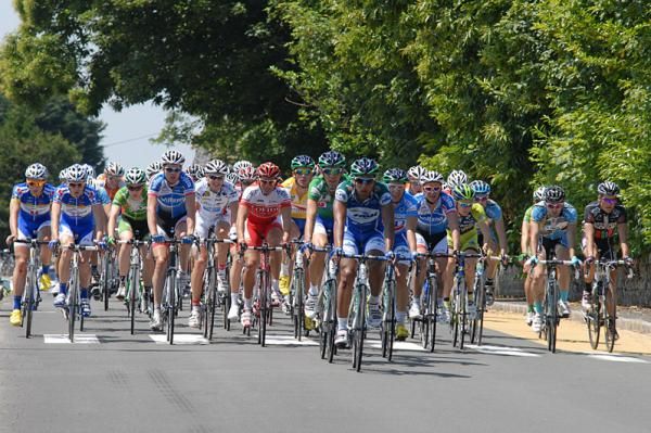 The Saur Sojasun team on the front of the peloton.