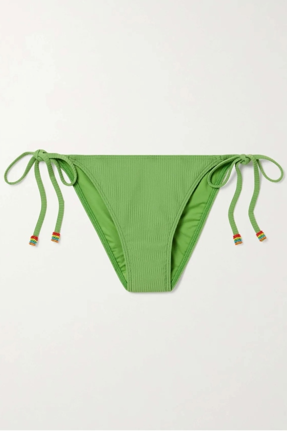 Sisley Bead-Embellished Ribbed Bikini Briefs