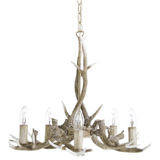 Antler 5 Light Grey-Washed Pendant