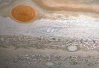 Citizen scientists Gerald Eichstädt and Seán Doran produced this image of Jupiter’s iconic Great Red Spot and the surrounding turbulent zones using data from the JunoCam imager.