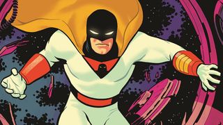 Space Ghost stepping through an airlock on Michael Cho's cover of Space Ghost #5