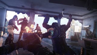 Dying Light 2 combat with man geting hit with pole