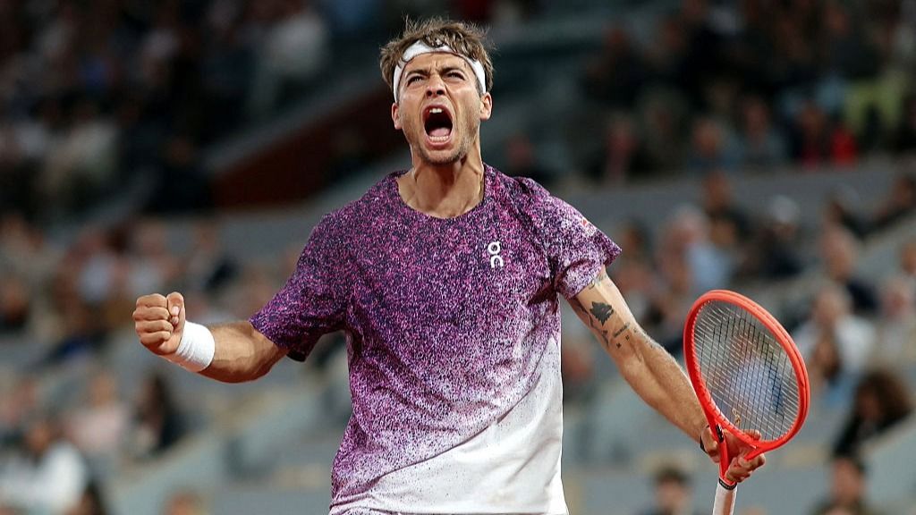 Photo: techradar.com Flavio Cobolli celebrates winning a point at the French Open 2026