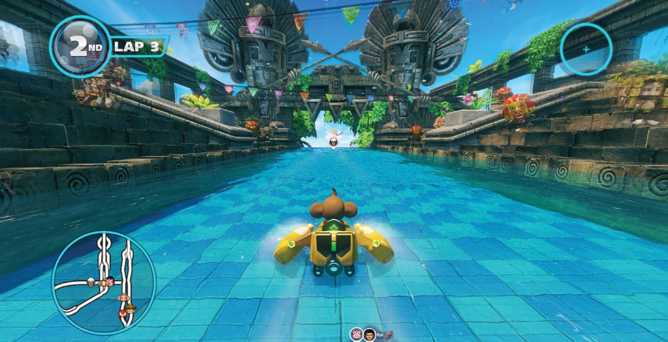 AiAi from Monkey Ball in a kart.