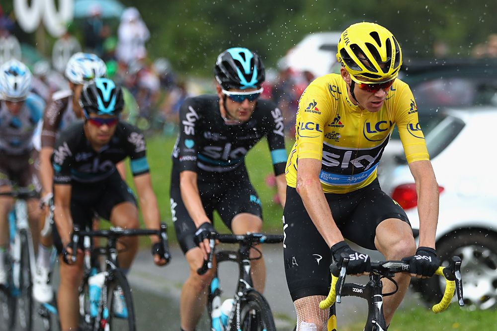 The rain came pouring down for the second day in a row at stage 20 at the Tour de France