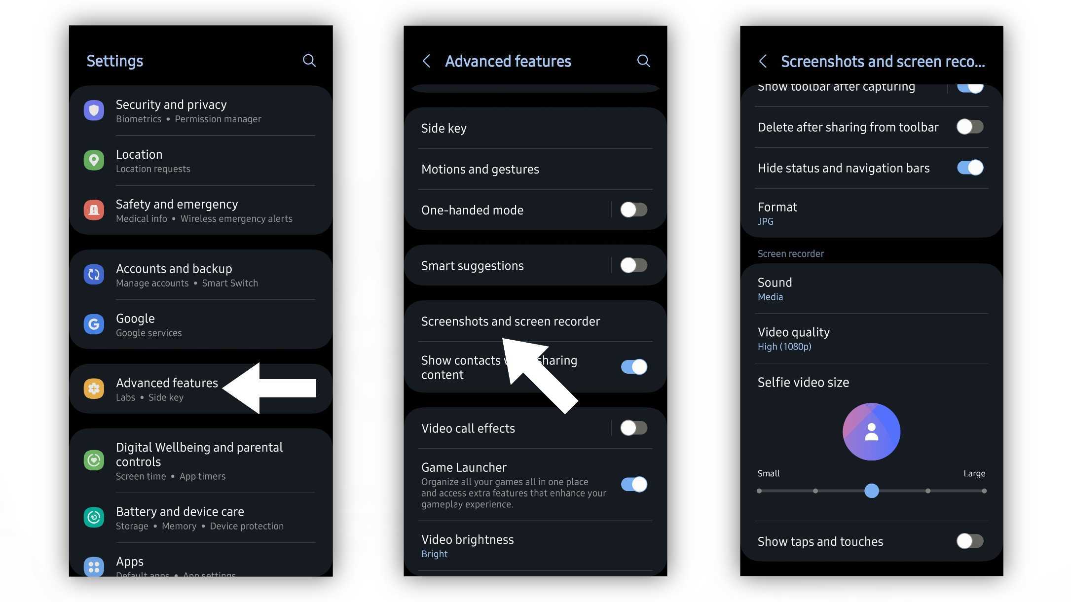 Configuración de la grabadora de pantalla en un teléfono Galaxy