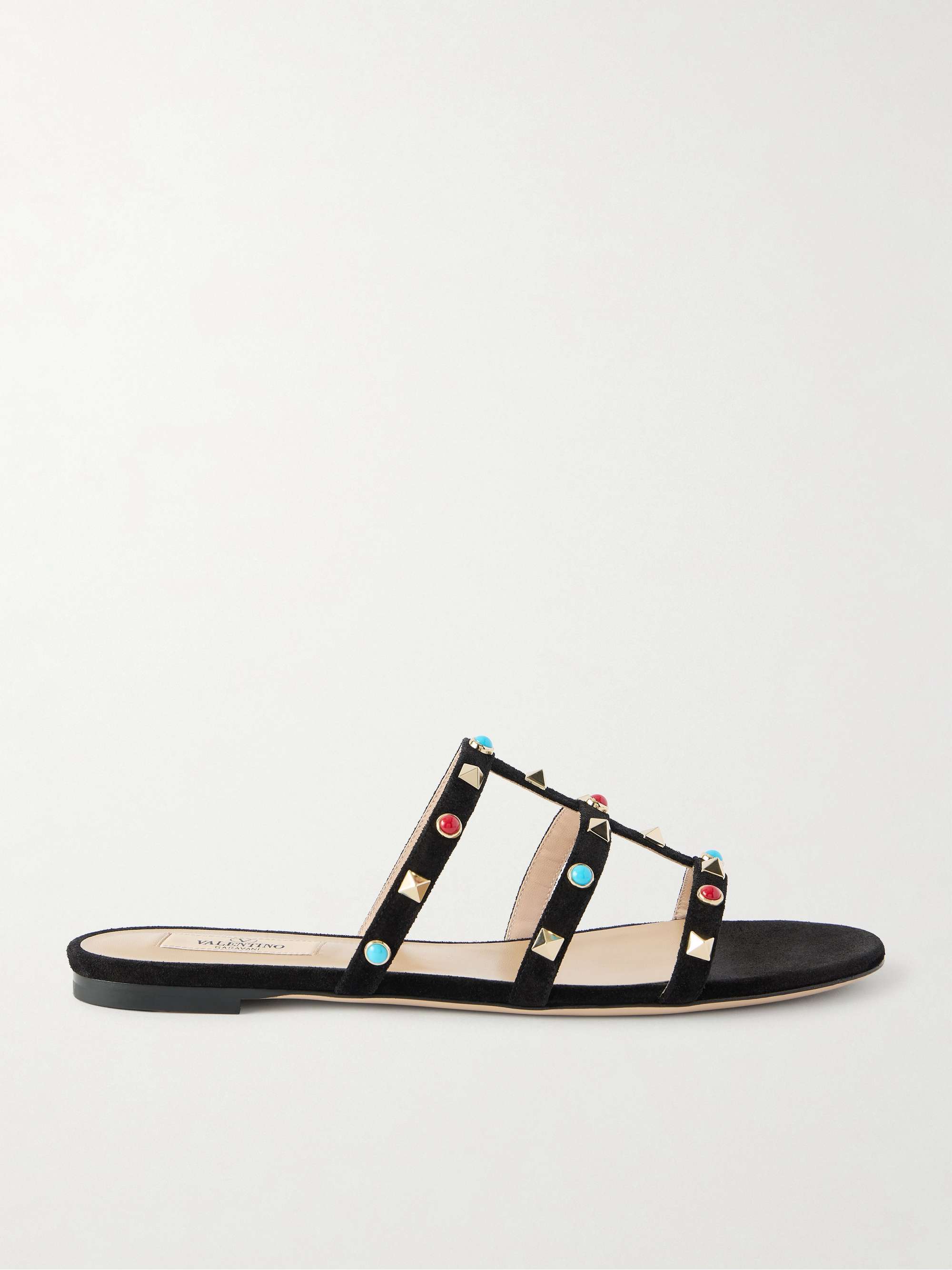 Rockstud Bead-Embellished Suede Sandals