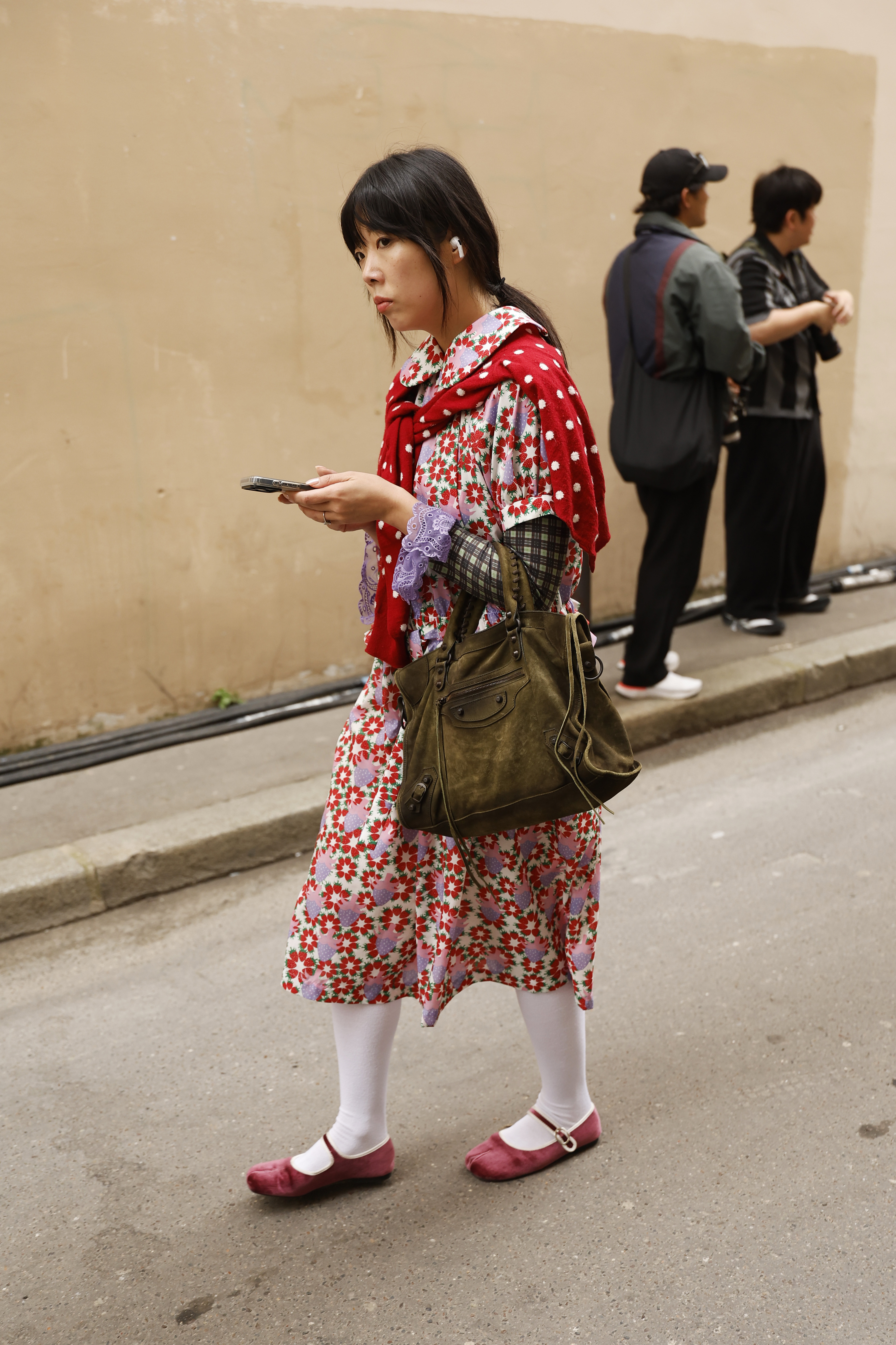 Chic women wearing red ballet flats