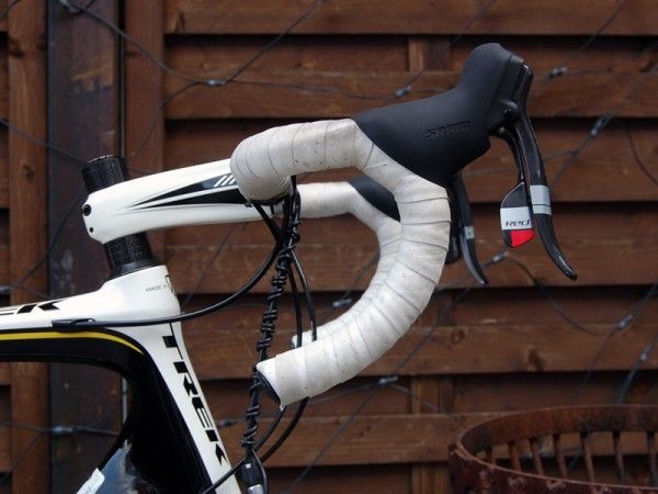 Phinney's SRAM Red DoubleTap levers are positioned high on his Bontrager VR-bend handlebar - just like another famous American cyclist.