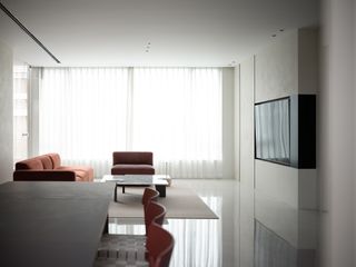 Minimalist living room at red box house in China