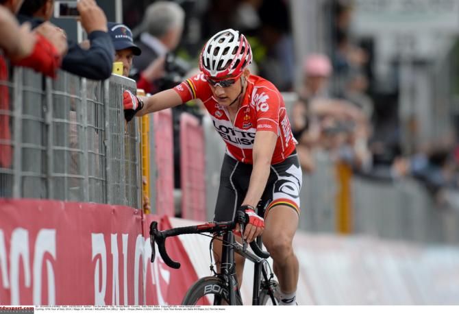 Tim Wellens (Lotto-Belisol) looks for something to hold onto