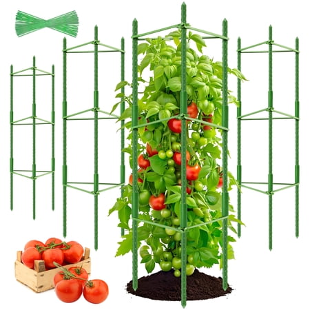 4-Pack Tomato Cage for Garden Plant Support- Up to 48inch Garden Stakes Tomato Cage, Tomato Trellis for Potted Plants, Tomato Cages Plant Stakes for Climbing Vegetables Plants Flowers