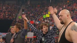 Don Johnson and Jon Heder on Monday Night Raw