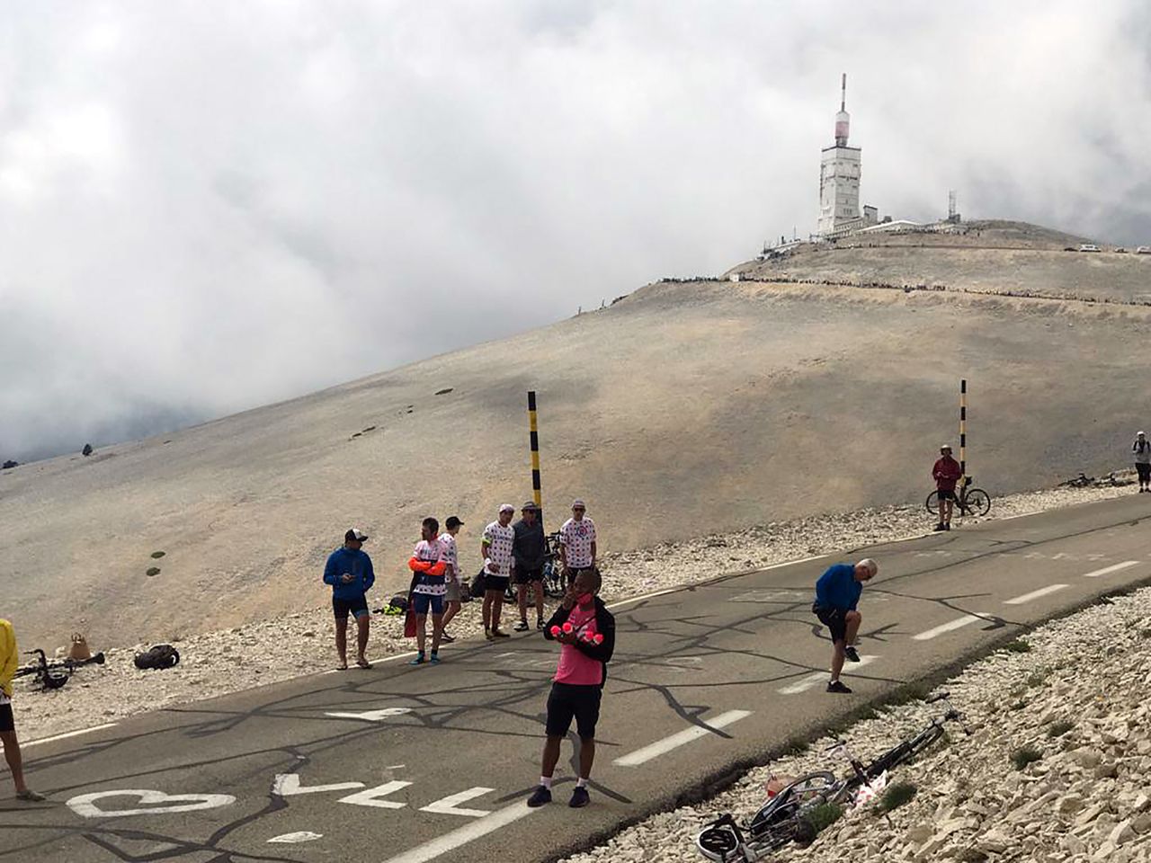 Fans on Mont Ventoux await the peloton