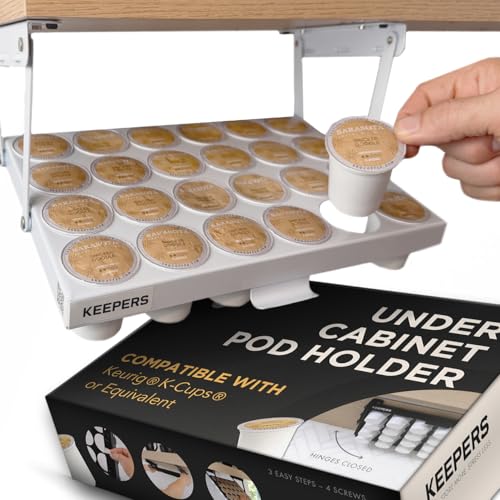 Coffeekeepers Keepers Under Cabinet K Cup Holder With Swing-Down Access &amp;ndash; Space-Saving Coffee Pod Holder and K Cup Organizer for 24 Pods &amp;ndash; Steel Coffee Pod Organizer With Easy Diy Installation